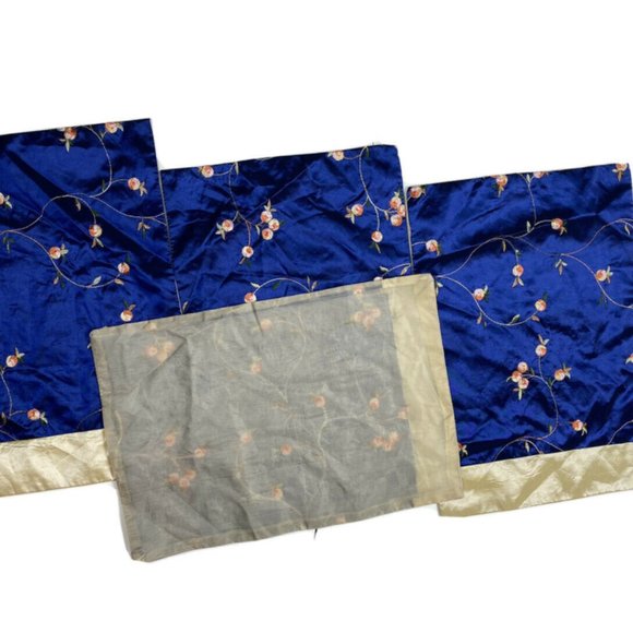 4 Silk Napkins Custom Made Placemats Table Blue - Picture 3 of 5